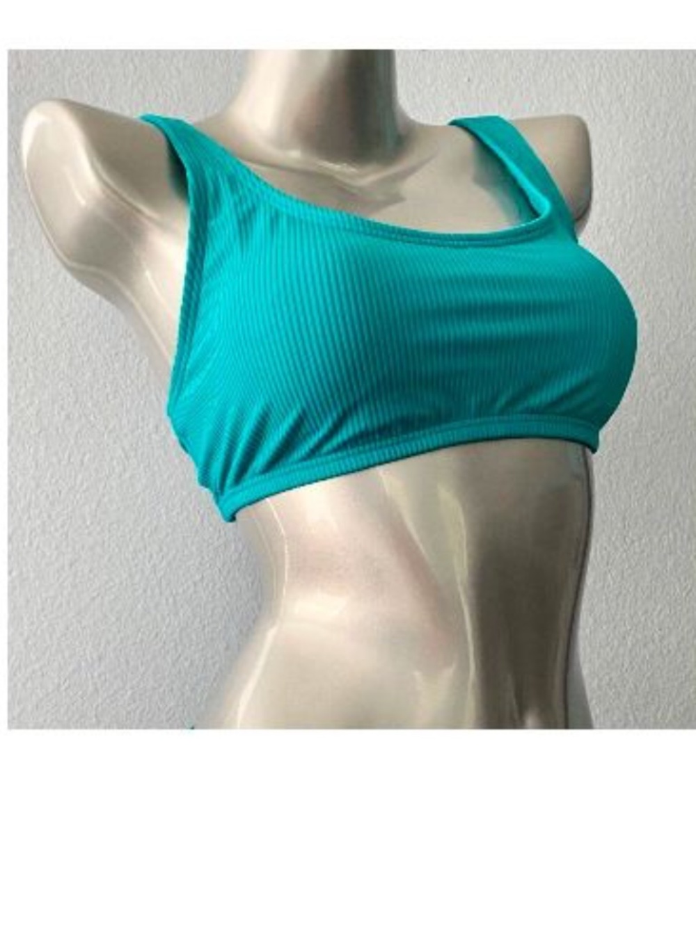 Calvin Klein Swimwear Women's Nwt Teal Ribbed Scoop Swim Bikini Top
